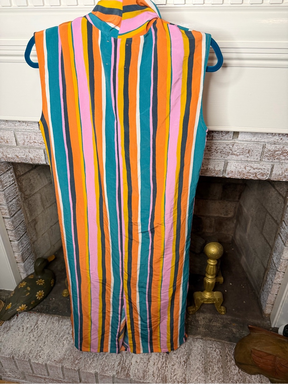 Dubgee by Whoopi Colorful Striped Twist Front Midi Dress Small - Picture 3 of 4